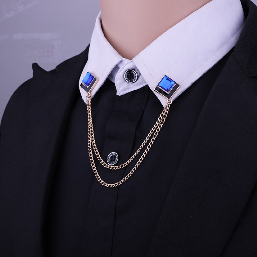 Men'S Accessories Clothing - Crystal Tassel Chain Lapel Pin,Suit Shirt