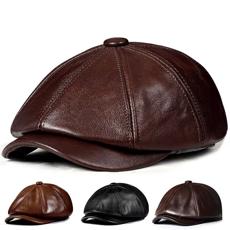 Spring New Genuine Leather Hat - Men Accessories Brands ulasan dan harga