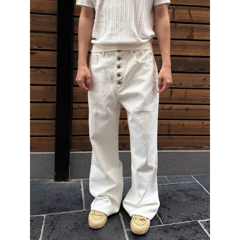 Men's White Wide Leg Jeans Hig - Men'S Accessories For Jeans ulasan dan harga