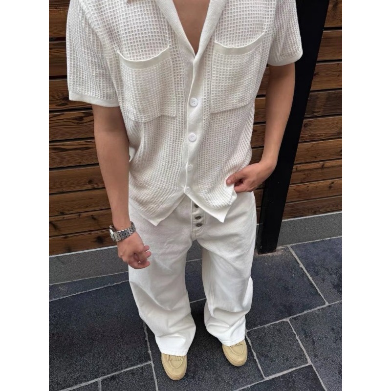 Men's White Wide Leg Jeans Hig - Men'S Accessories For Jeans ulasan dan harga