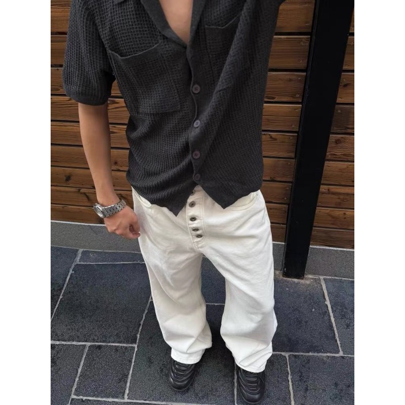 Men's White Wide Leg Jeans Hig - Men'S Accessories For Jeans ulasan dan harga